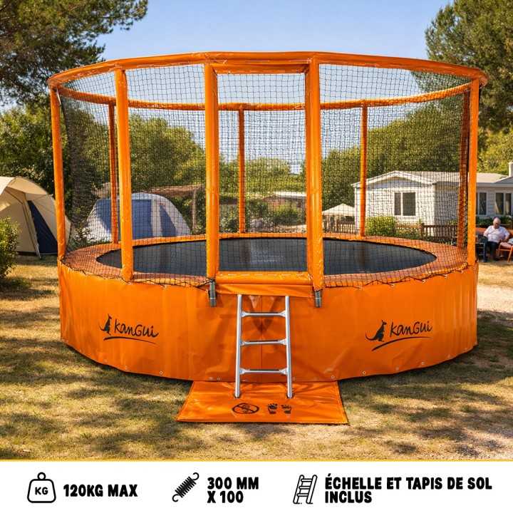 Grand trampoline extérieur pour usage collectif et intensif
